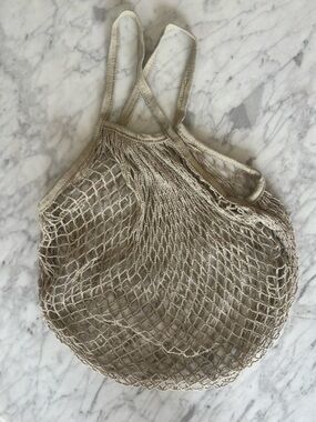 Neutral Beige Mesh Market Net Tote Bag